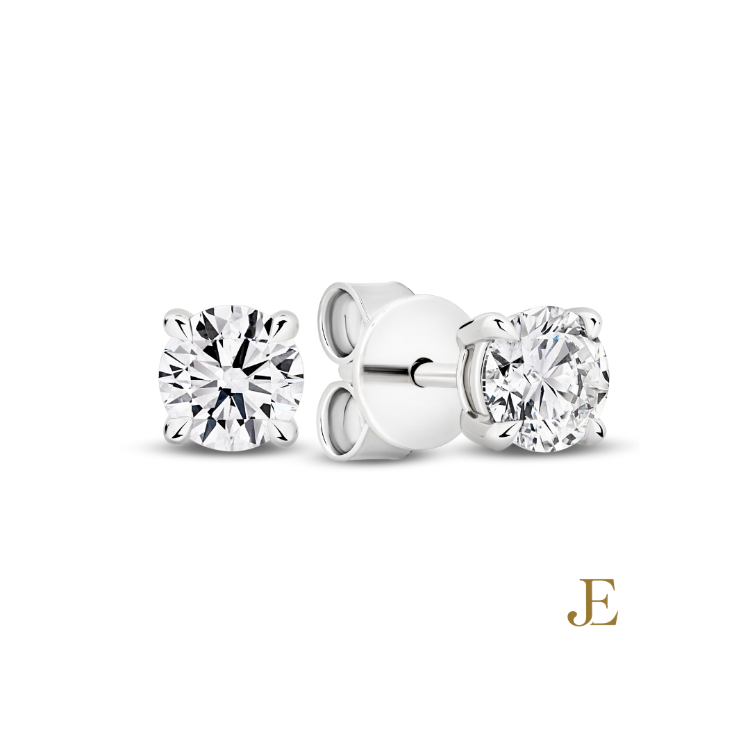 Stud Earrings 1ct Lab VS/F+ 14kt White Gold