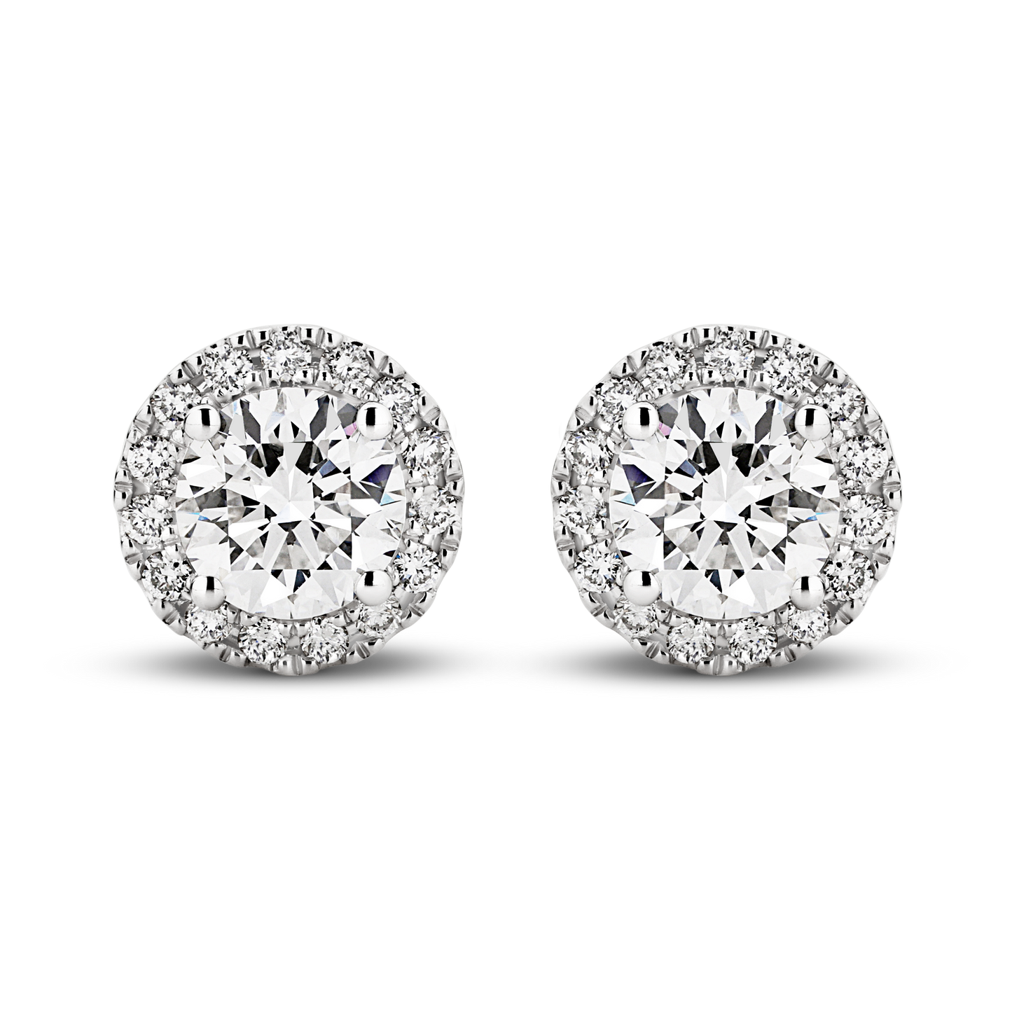 Halo Stud Earrings 2ct Lab SI/GH 9kt White Gold