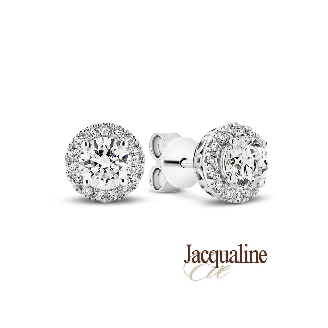 Halo Earrings 2ct Lab SI/GH 9kt White Gold