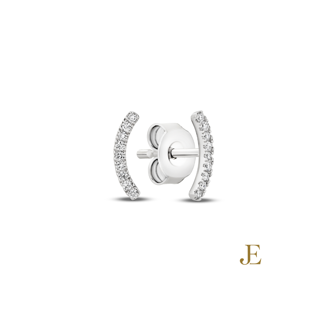JacqualineEve Diamond Stud Bar Earrings 0.1ct Lab VS/F+ 18kt White Gold