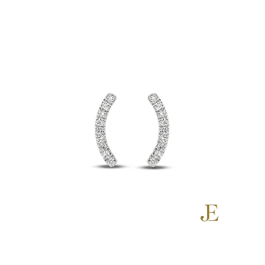 JacqualineEve Diamond Stud Bar Earrings 0.1ct Lab VS/F+ 18kt White Gold-2