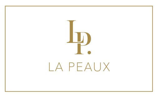 Gold 'LA PEAUX' logo on a white background